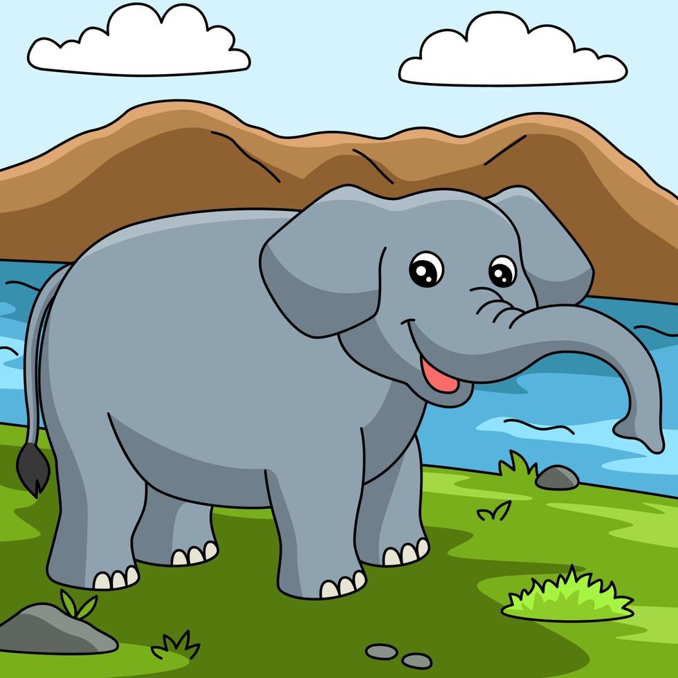 Elephant Cartoon Colored Animal Illustration vector