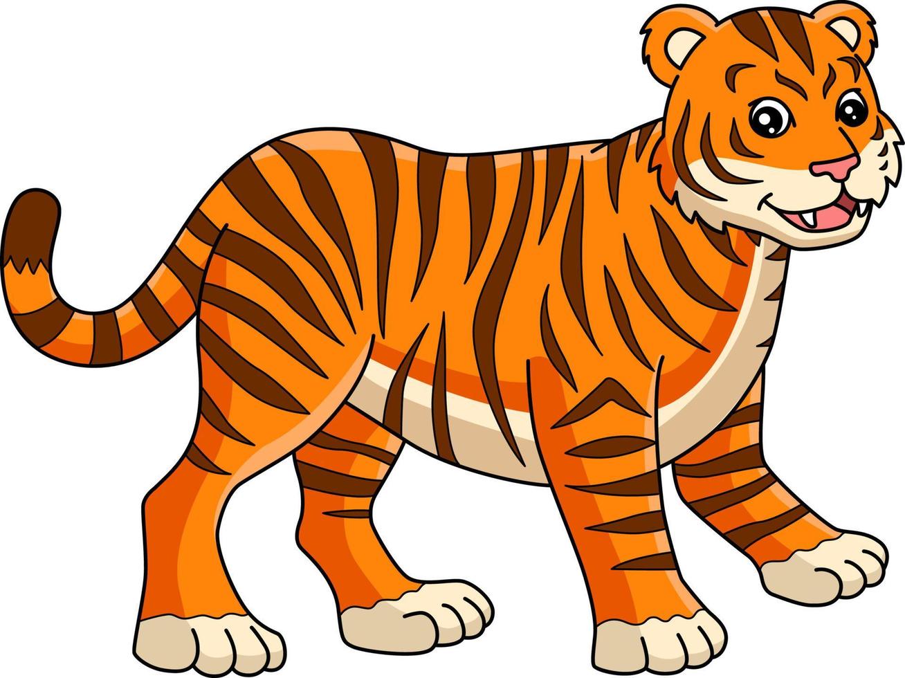 tigre dibujos animados color clipart ilustración vector