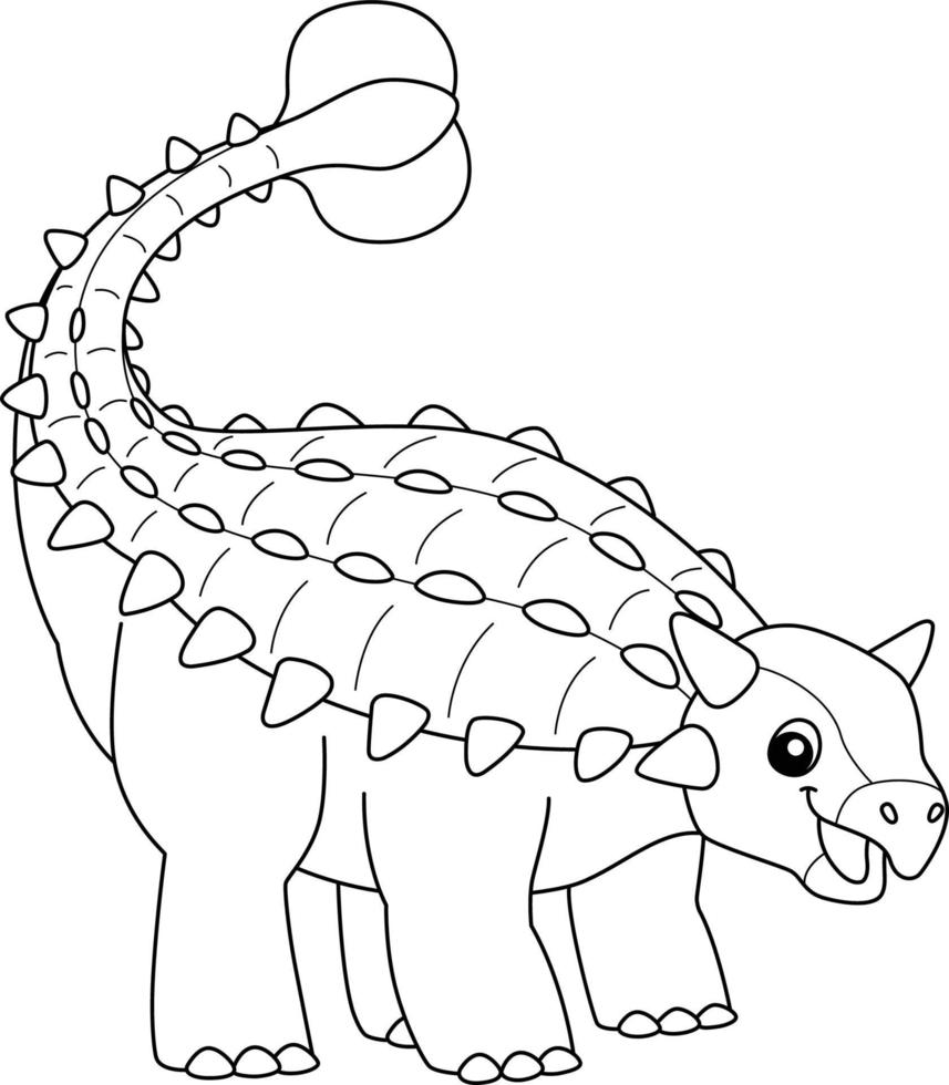 ankylosaurus para colorear página aislada para niños vector