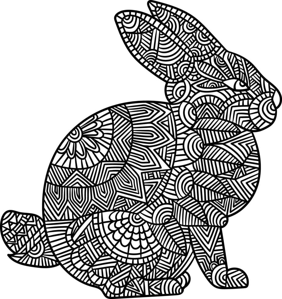 Rabbit Mandala Coloring Pages for Adults vector