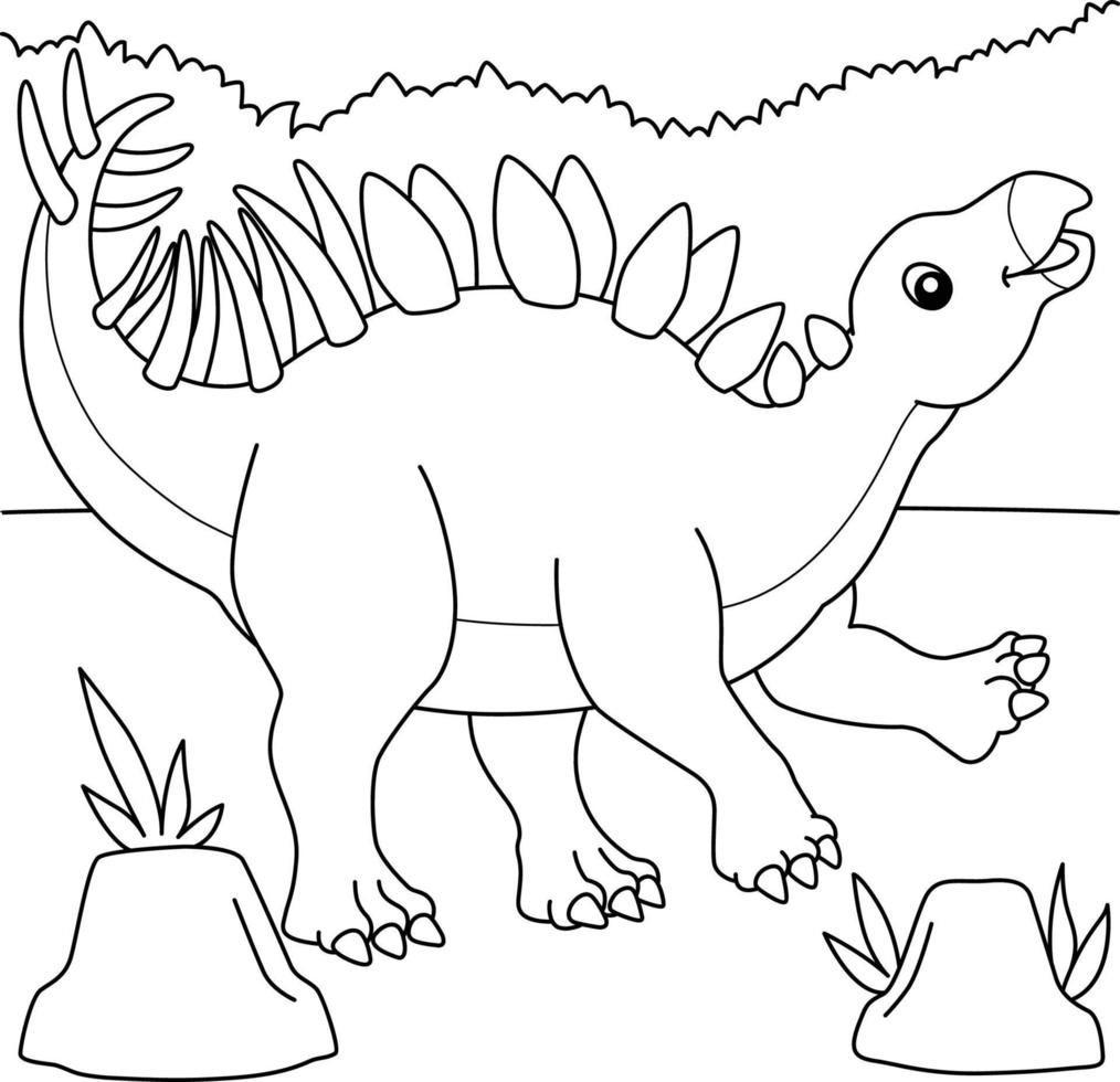 Kentrosaurus Coloring Page for Kids vector
