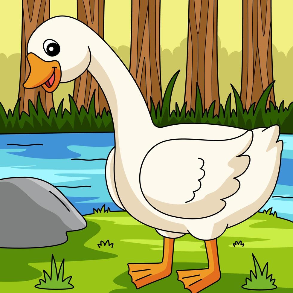 Goose Cartoon Colored Animal Illustration vector