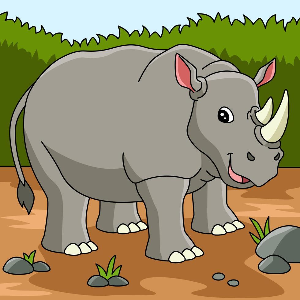 Rhino Cartoon Colored Animal Illustration vector