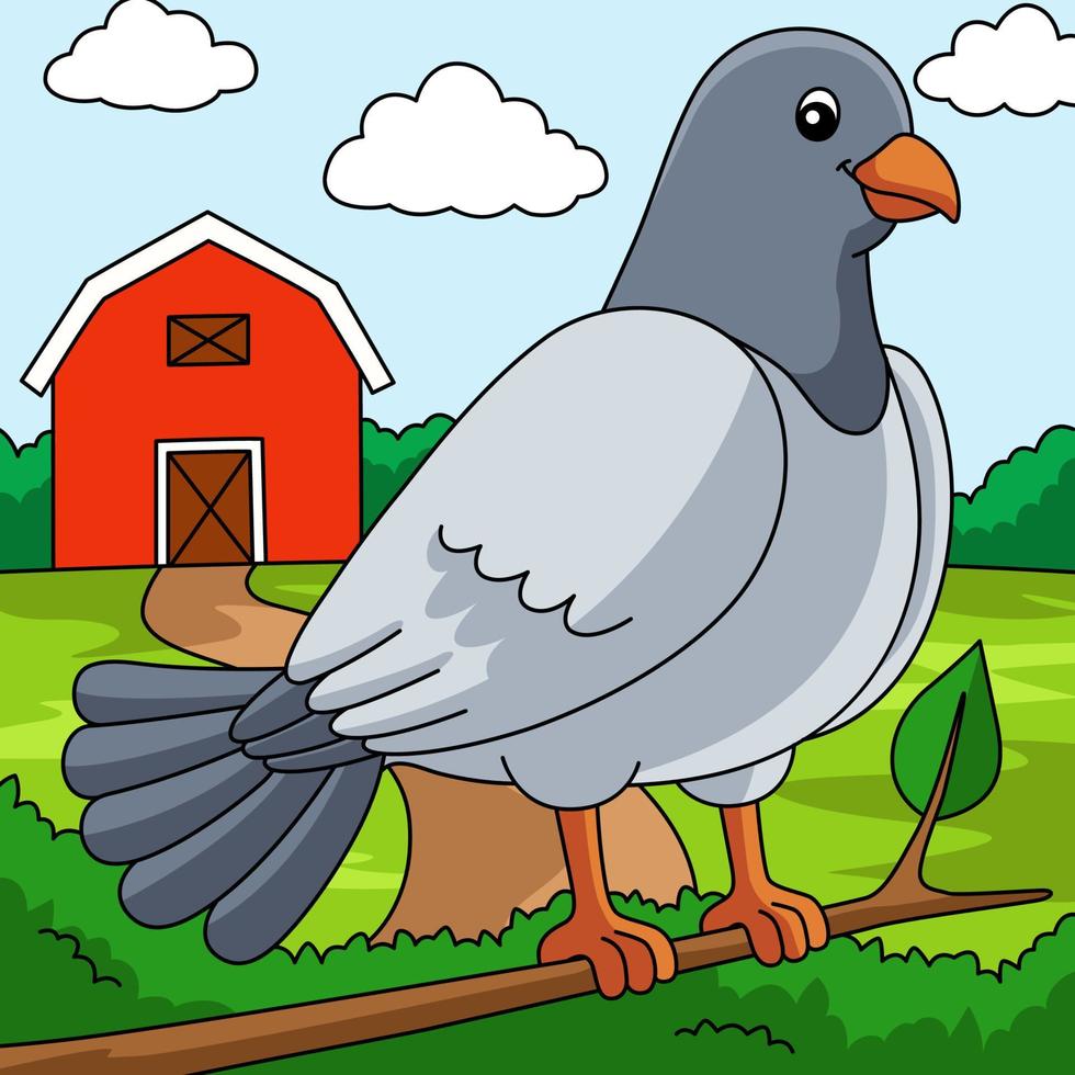 Pigeon Cartoon Colored Animal Illustration vector