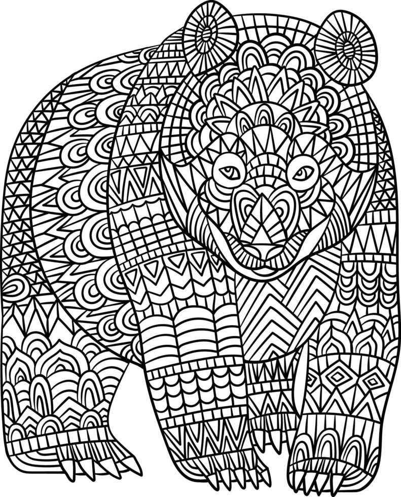 oso mandala para colorear para adultos vector