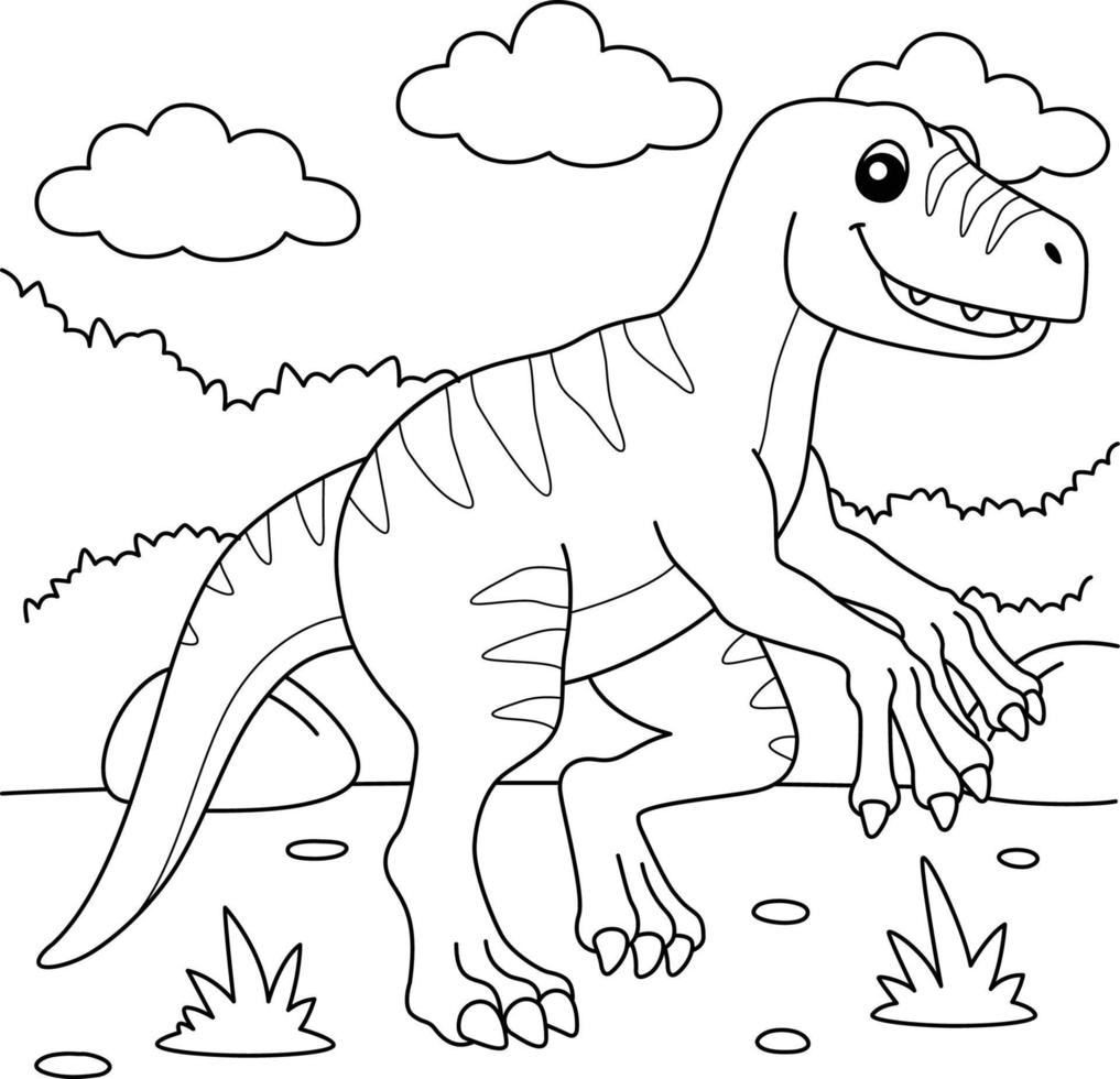 velociraptor para colorear para niños vector