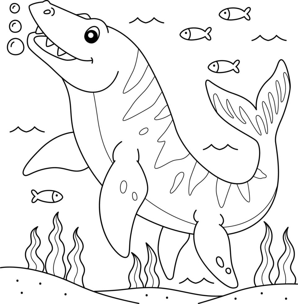 Mosasaurus Coloring Page for Kids vector