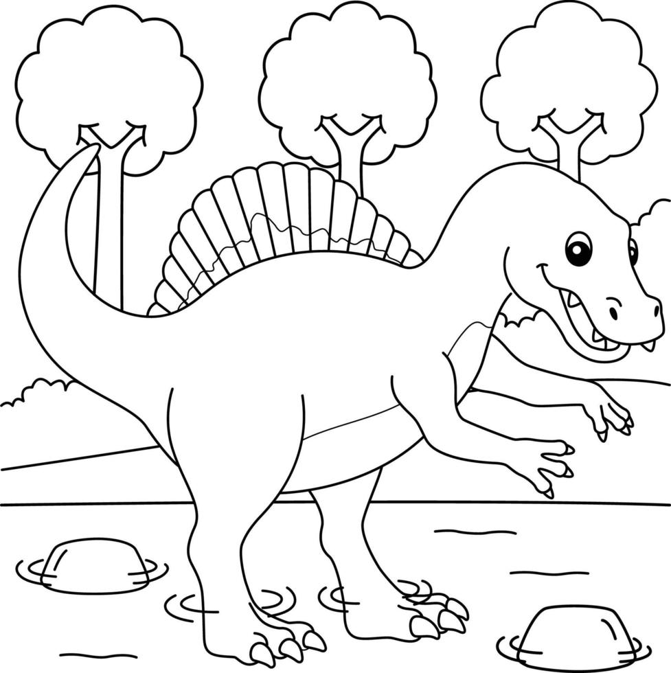 Spinosaurus Coloring Page for Kids vector