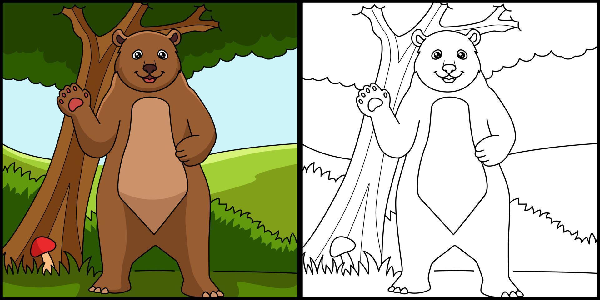 oso para colorear página color ilustración vector