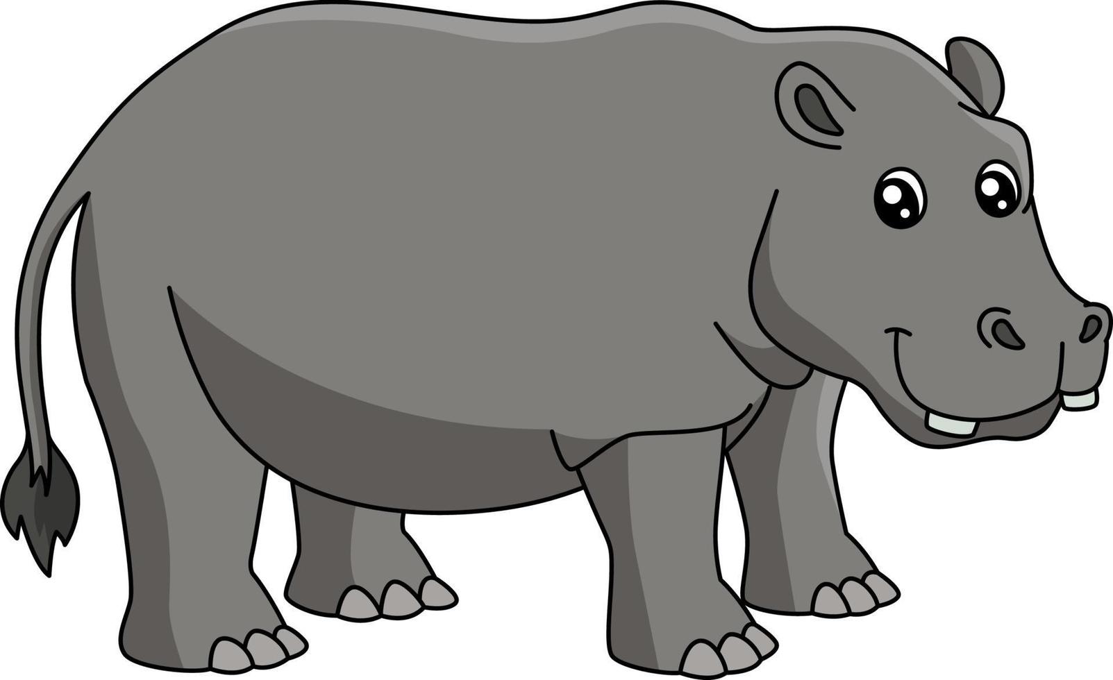 hipopótamo, caricatura, coloreado, clipart, ilustración vector