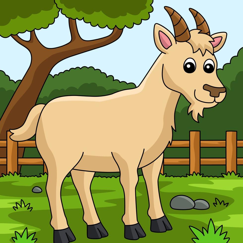 ilustración animal coloreada de dibujos animados de cabra vector