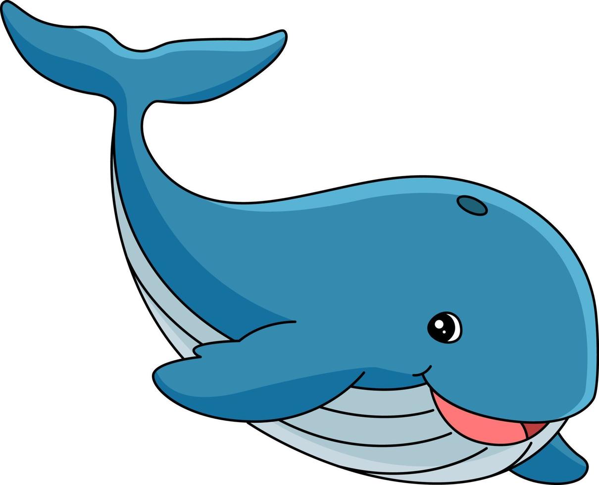 Whale Cartoon Colored Clipart Illustration vector