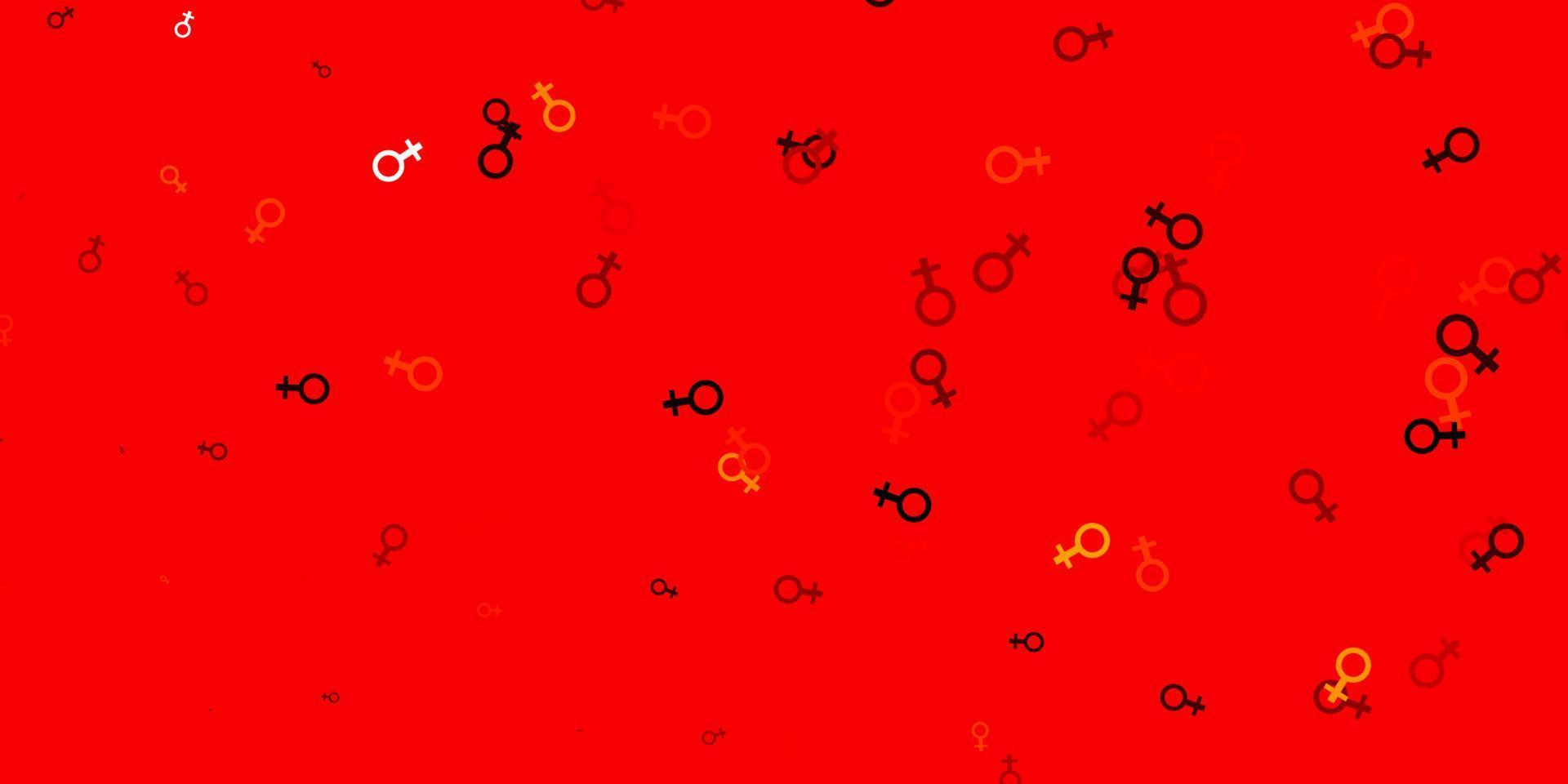 Light Orange vector background with woman symbols.