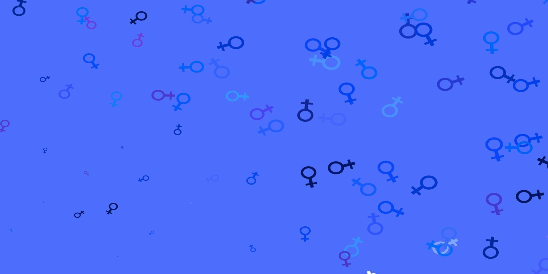 Light BLUE vector pattern with feminism elements.