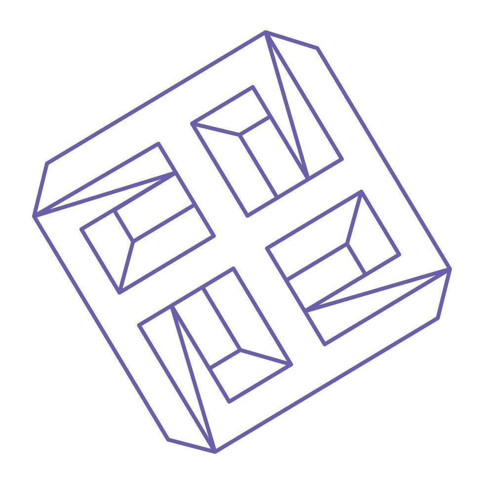 Logo. Impossible shape, optical illusion, vector. Optical art object. Geometric figure. Line art. vector
