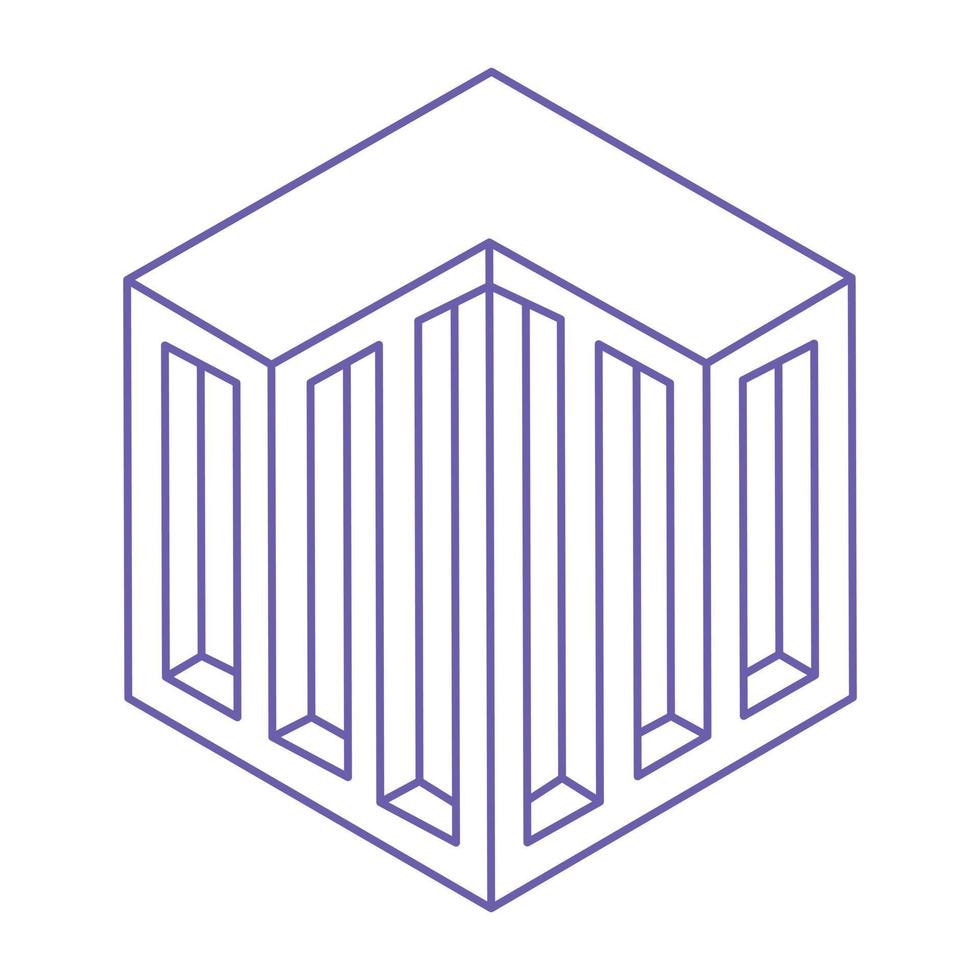 Impossible shapes. Sacred geometry. Optical illusion figures. Abstract eternal geometric objects. Logo. Op art. Impossible geometry shape on a white background. Tattoo in trendy 2022 Very Peri color. vector