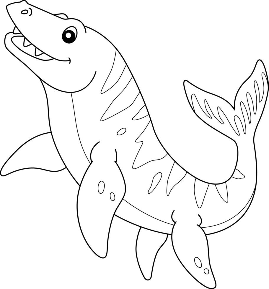 Mosasaurus Coloring Isolated Page for Kids vector
