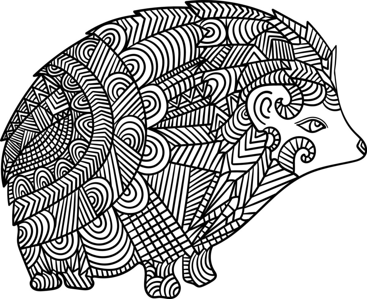 Hedgehog Mandala Coloring Pages for Adults vector