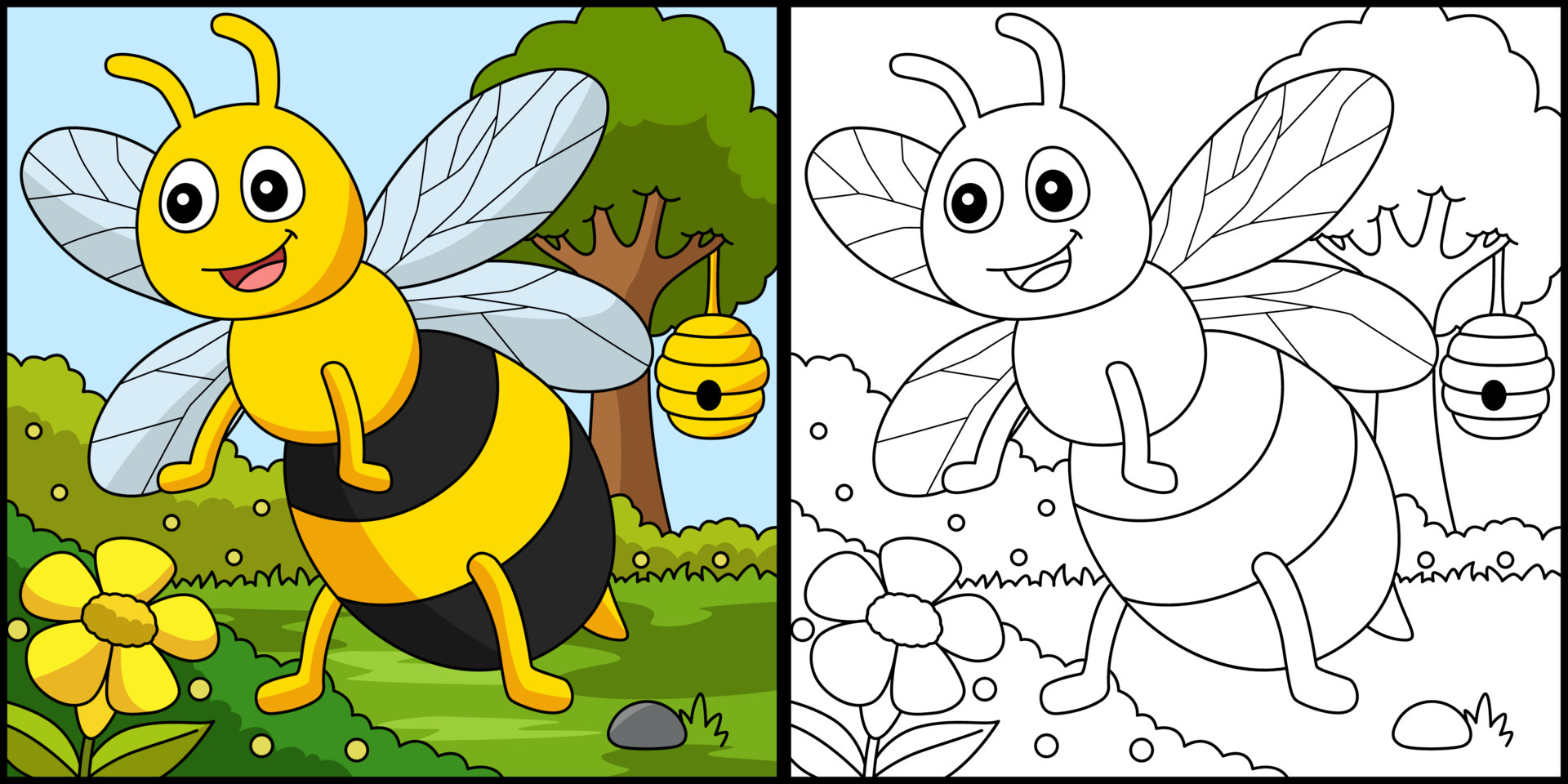 Bee Coloring Page Colored Illustration 6326259 Vector Art At Vecteezy Bee Coloring Page Colored Illustration 6326259 Vector Art At Vecteezy