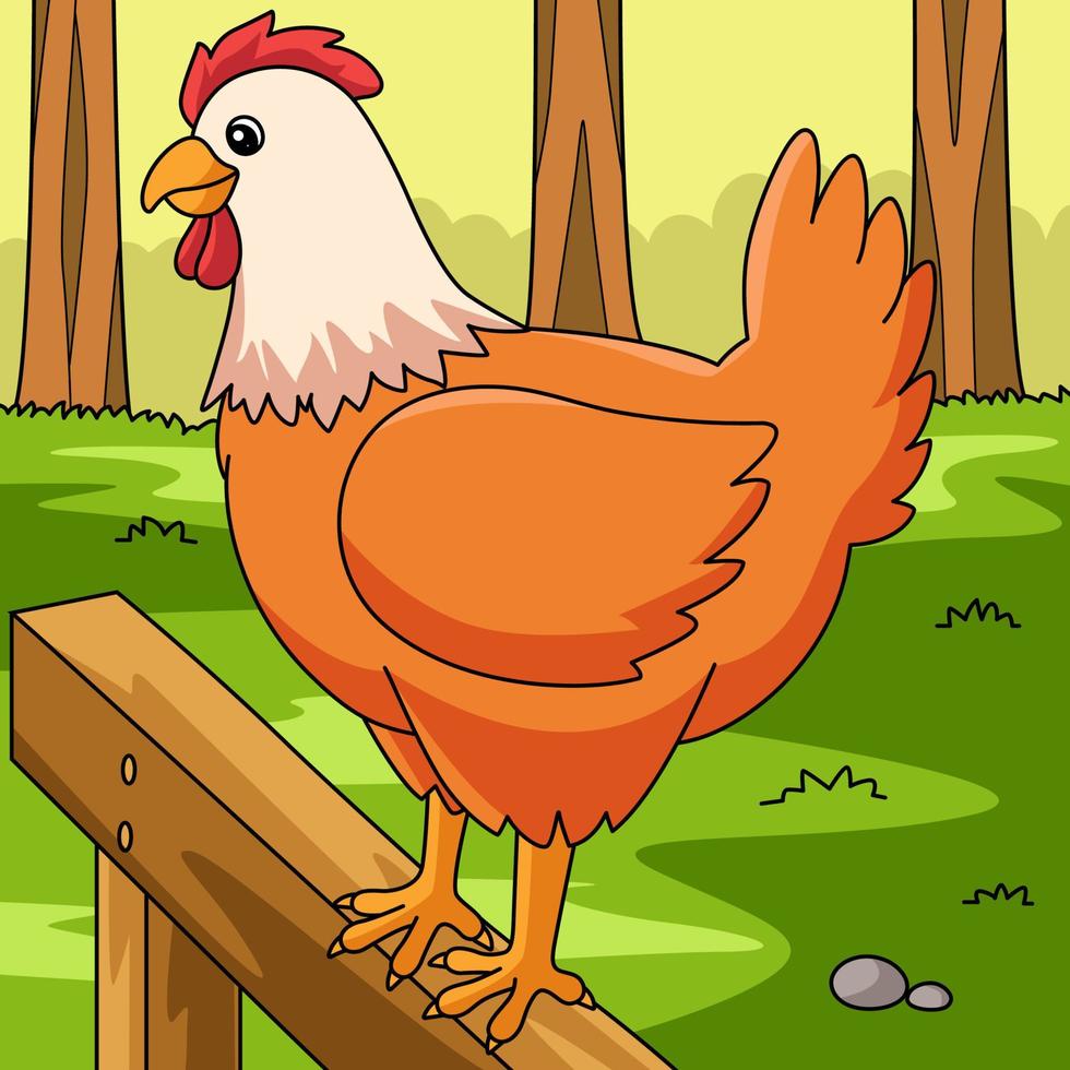 Chicken Cartoon Colored Animal Illustration vector