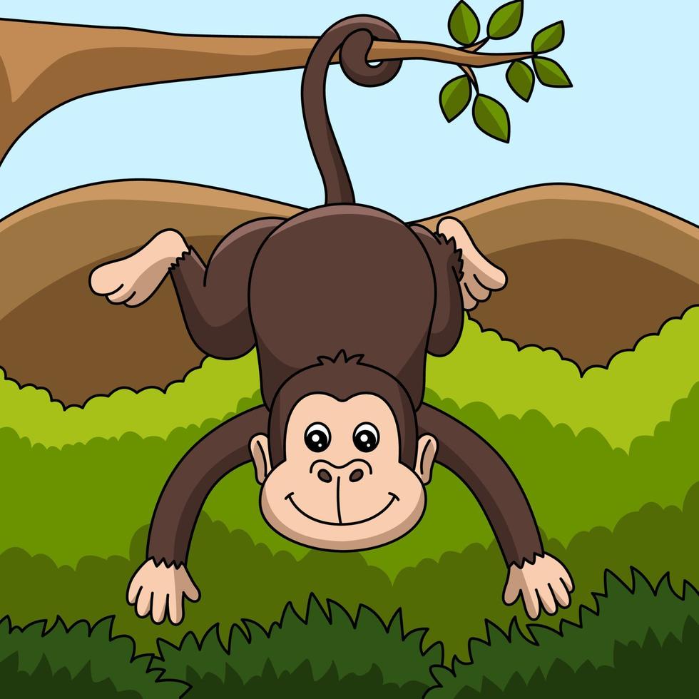 Monkey Cartoon Colored Animal Illustration vector