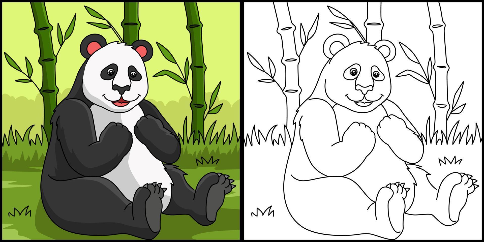 Panda Coloring Page Colored Illustration vector