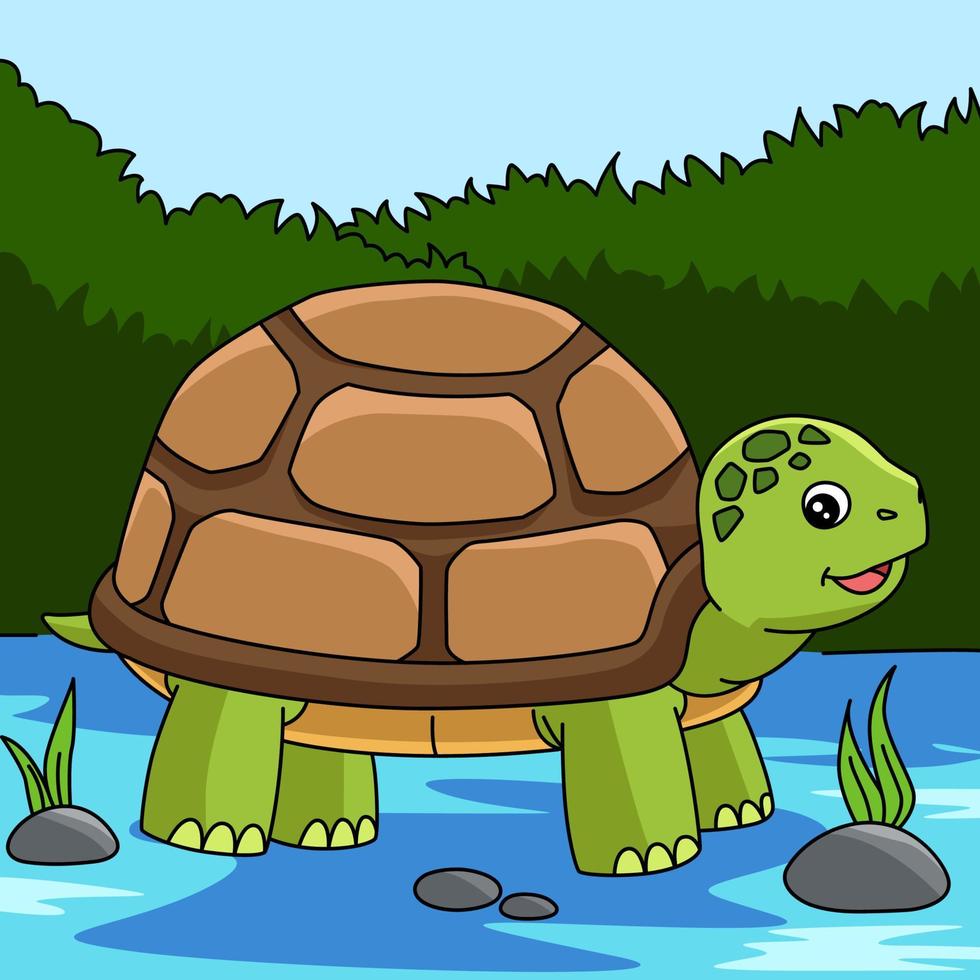 Turtle Cartoon Colored Animal Illustration vector