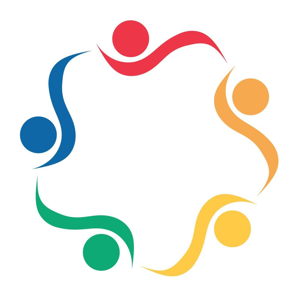 Group of five people in a circle.Teamwork meeting.people are meeting in the room. vector