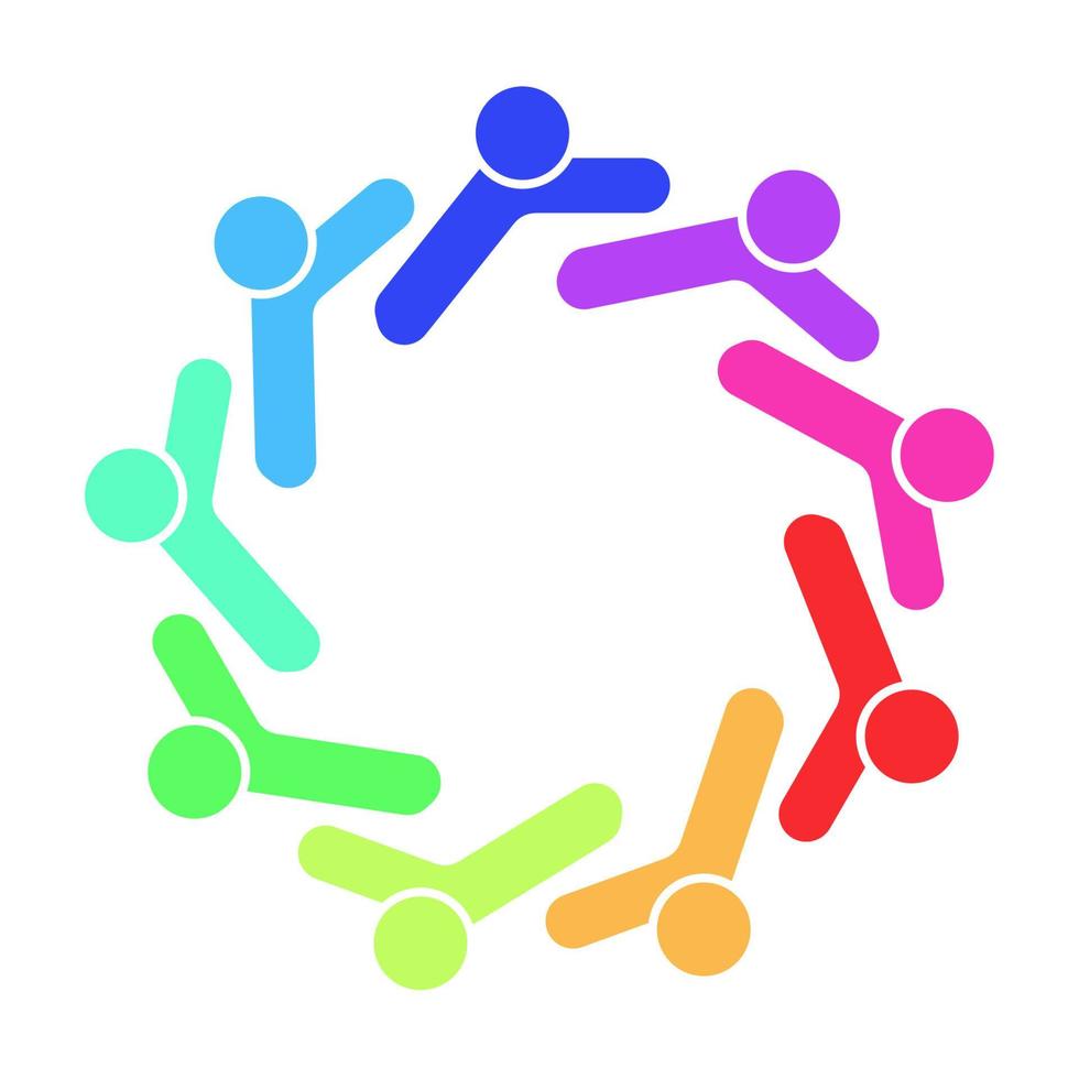 Vector graphic group connection logo.Eight people in the circle.logo team work