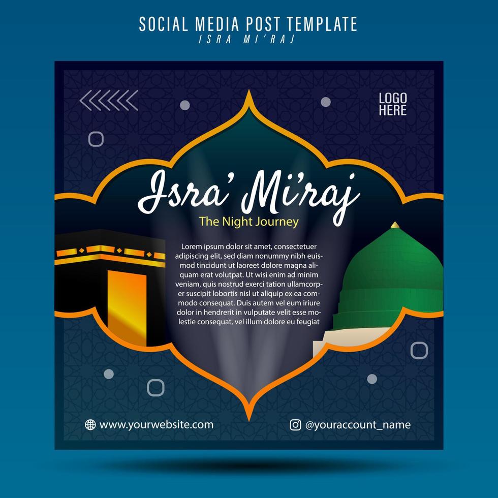 isra mi'raj fiesta islámica - plantilla de publicación en redes sociales vector