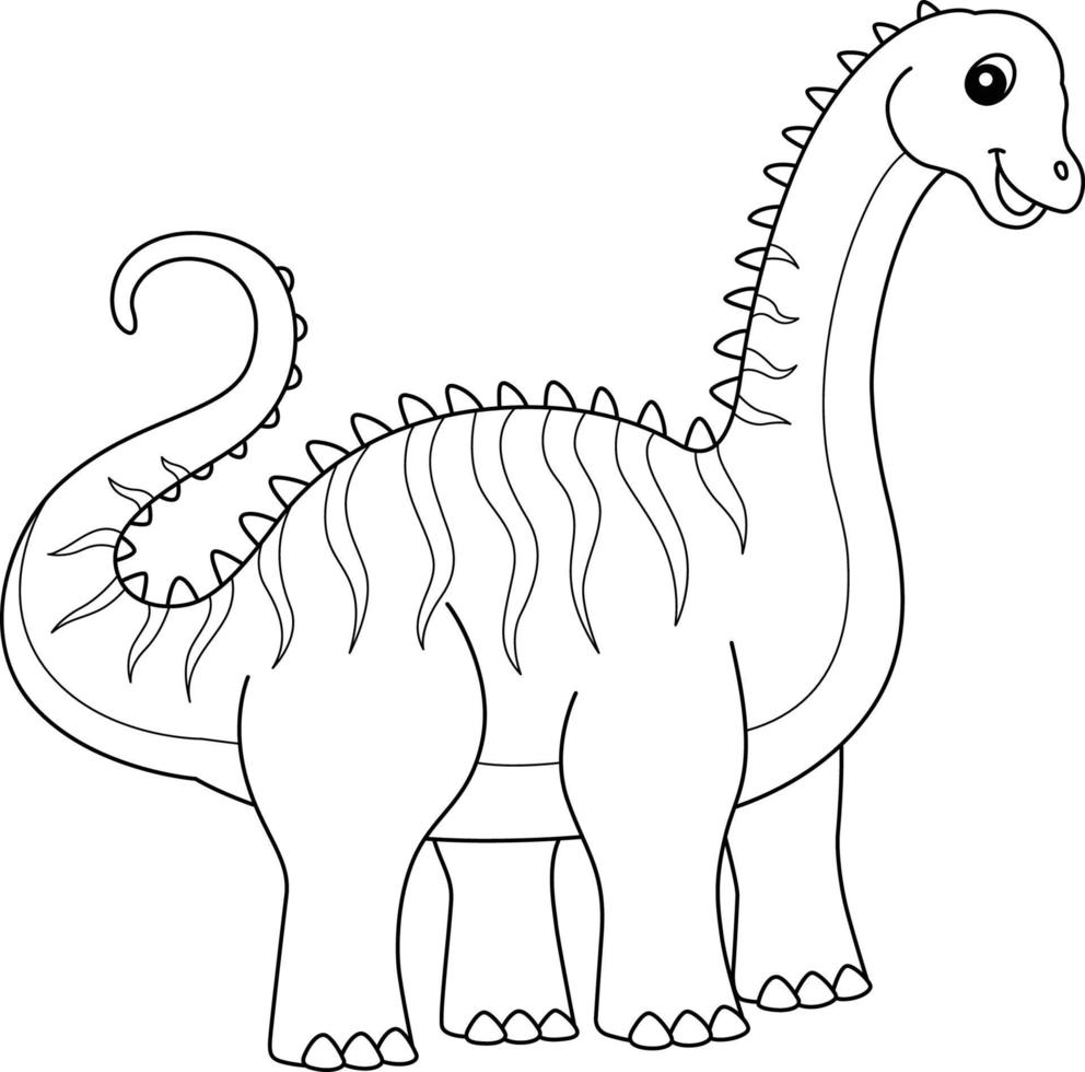 diplodocus para colorear página aislada para niños vector