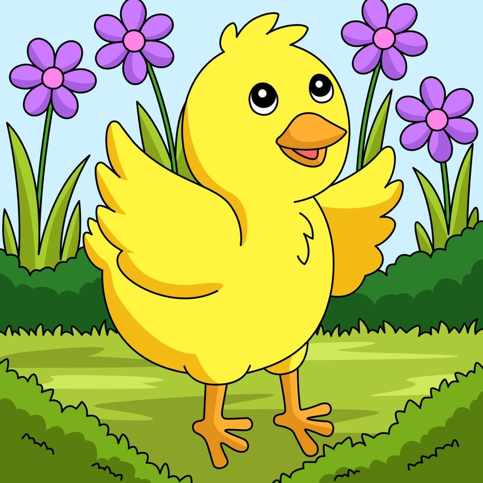 Chick Cartoon Colored Animal Illustration vector