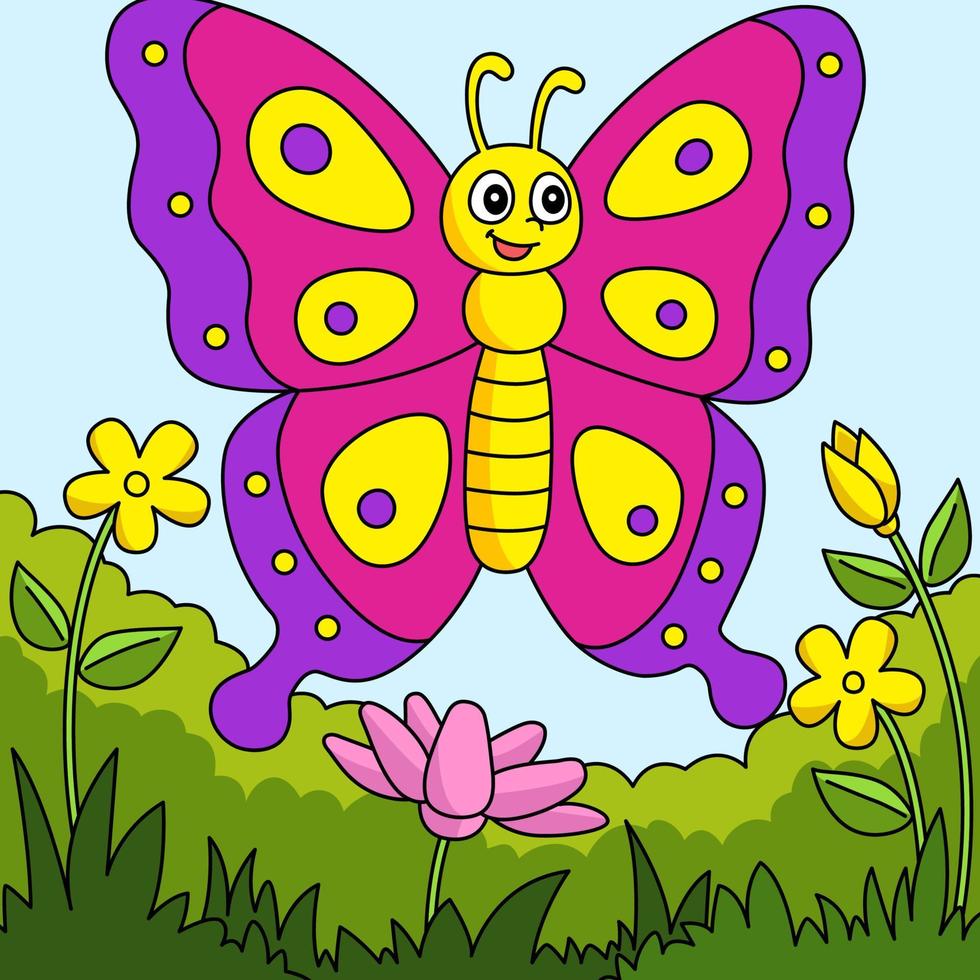 Butterfly Cartoon Colored Animal Illustration vector