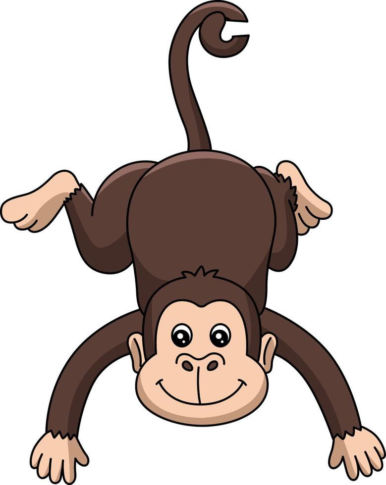 Monkey Cartoon Colored Clipart Illustration vector
