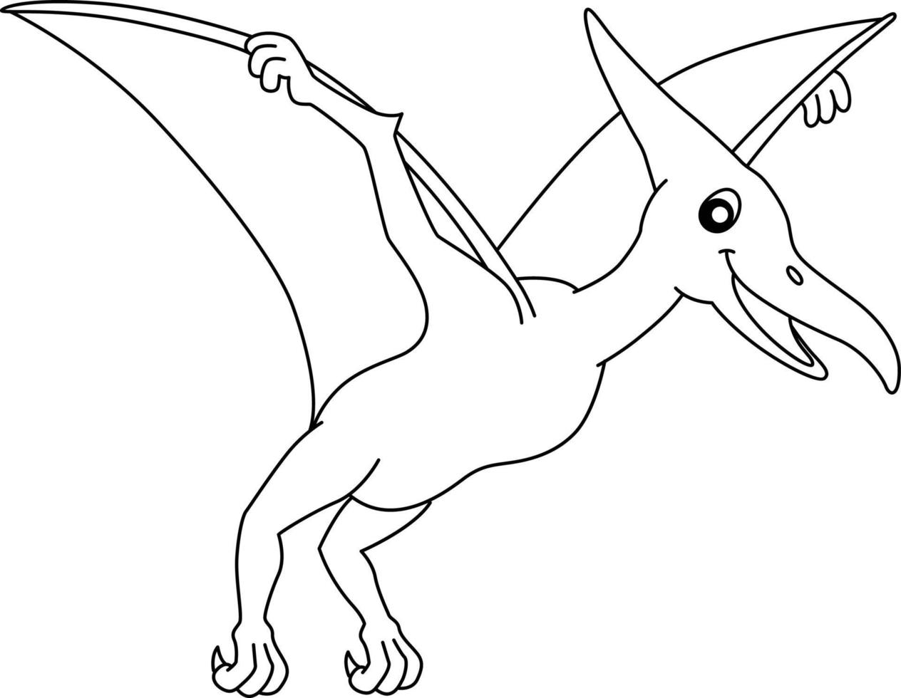 Pterodactyl Coloring Isolated Page for Kids vector