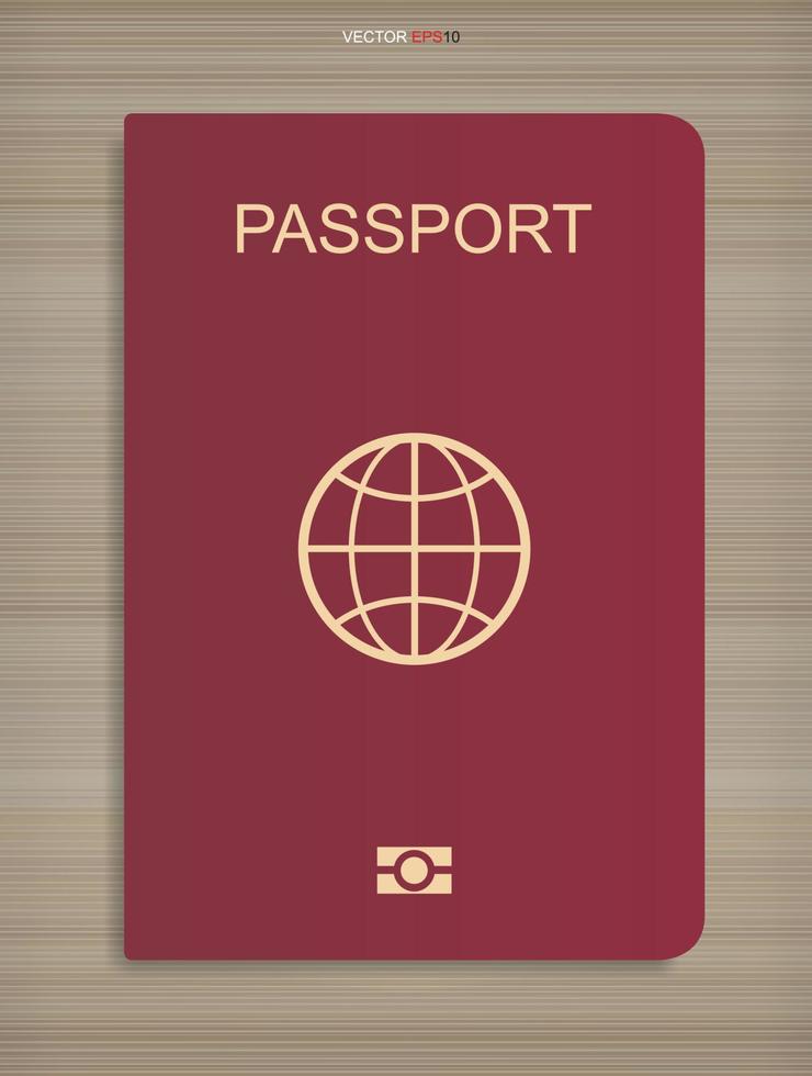 Passport book on wood texture background. Vector. vector