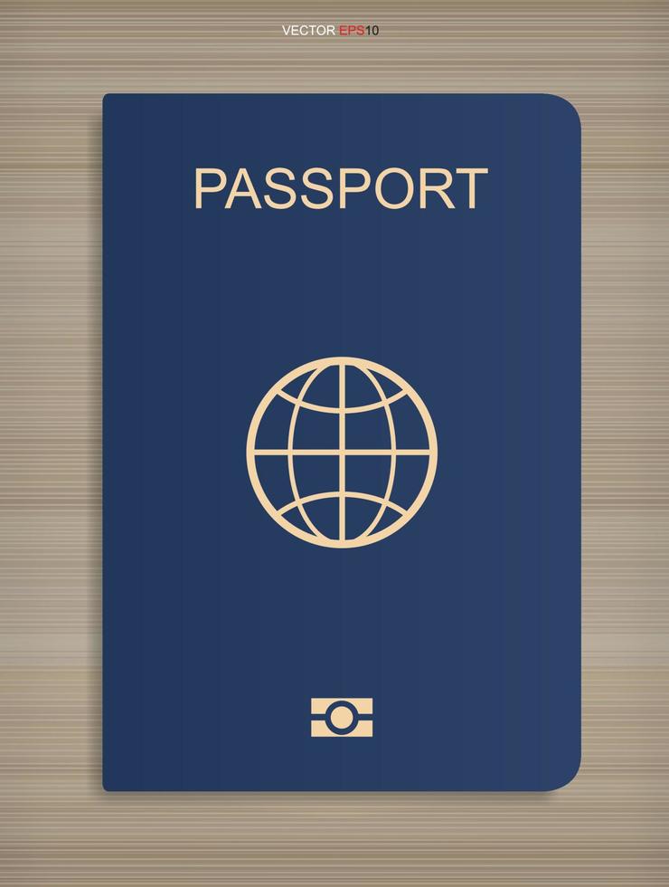 Passport book on wood texture background. Vector. vector