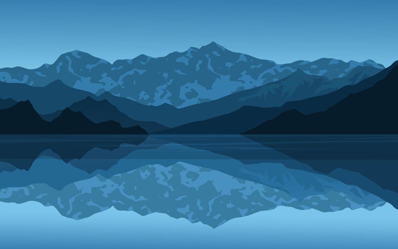 ilustración de paisaje de naturaleza de montaña y lago vector