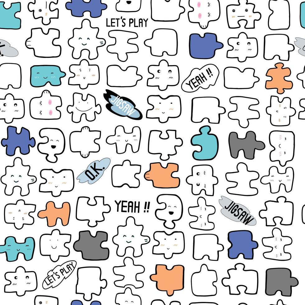 Cute jigsaw seamless pattern vector