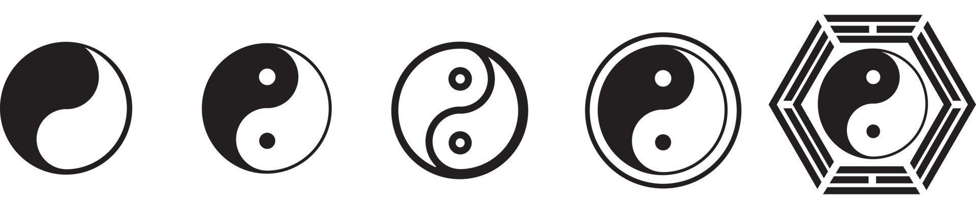 conjunto de iconos de yin yang, símbolo de yin y yang aislado en fondo blanco vector