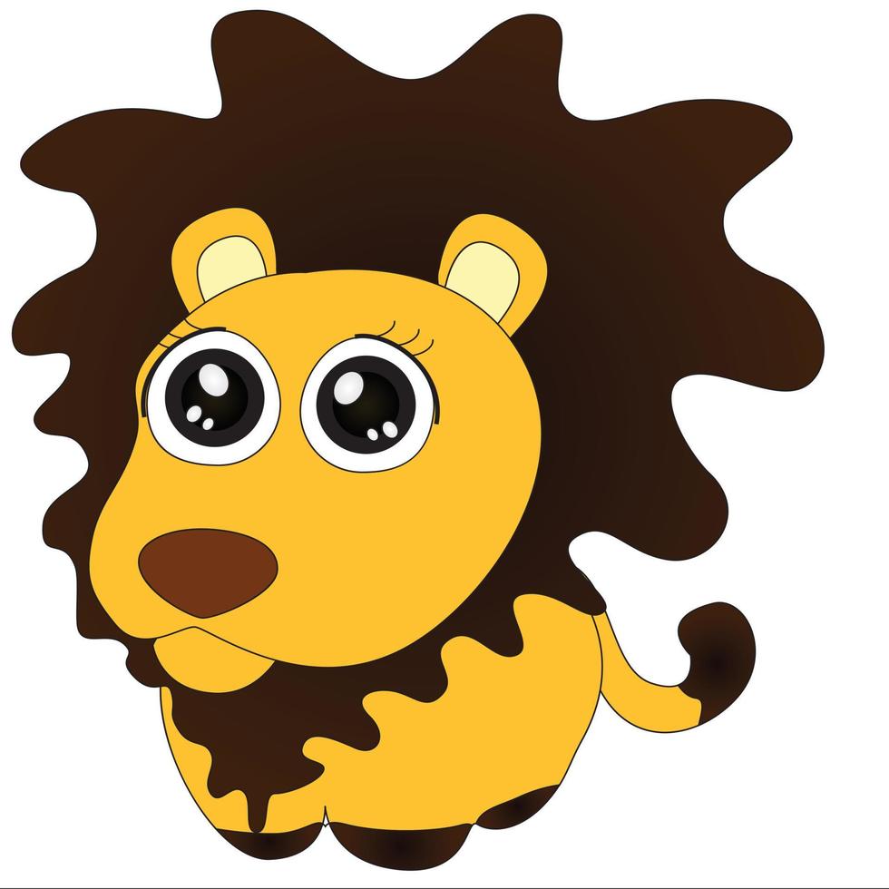 Cute  lion sticker. Cartoon animal character for kids cards, baby shower, birthday invitation, house interior. Bright colored childish vector illustration in cartoon style.