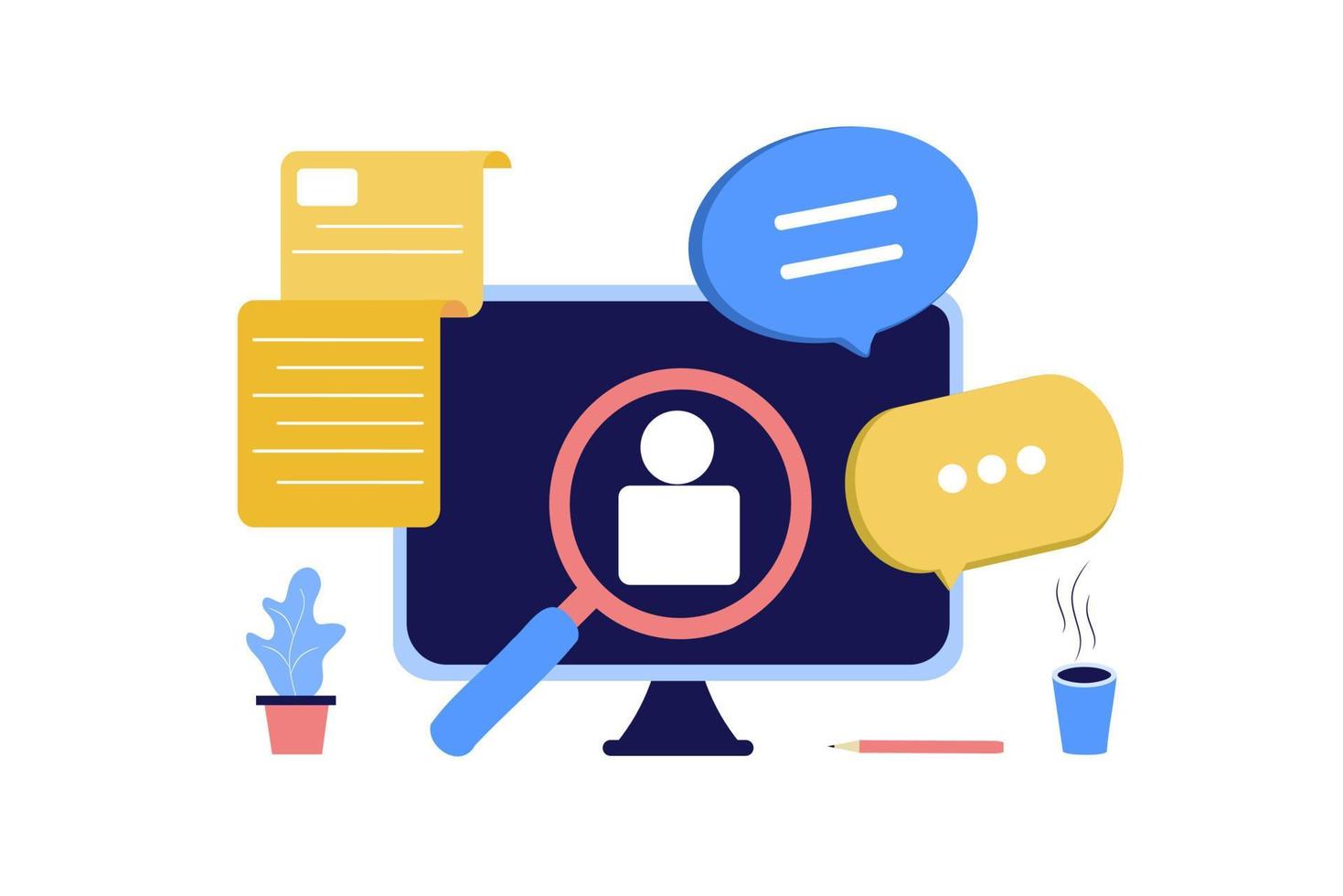 Online job interview, hiring employees, human resources 