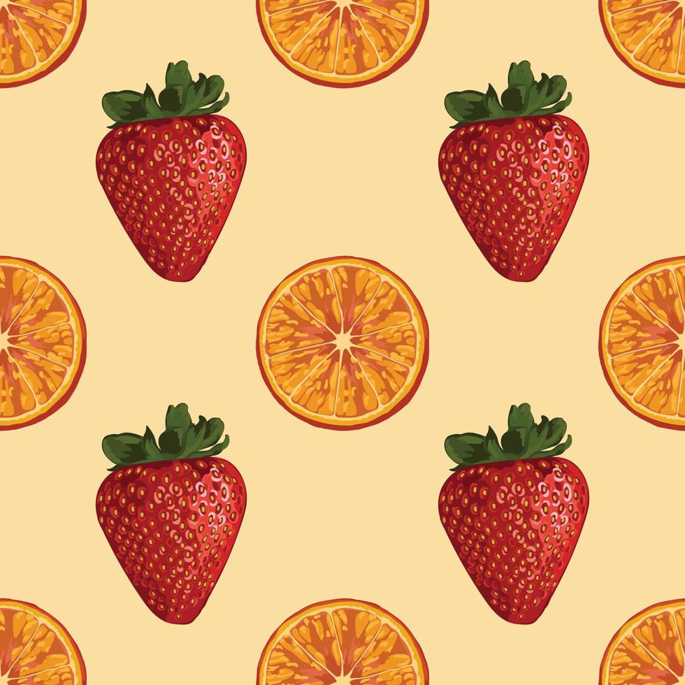 colorful tropical fruits drawing seamless background pattern vector