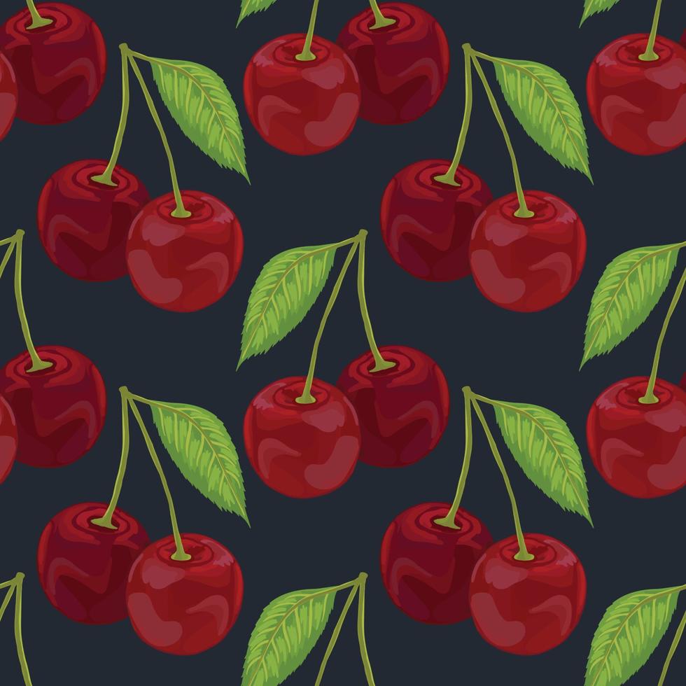 red cherry hand draw fruit pattern vector
