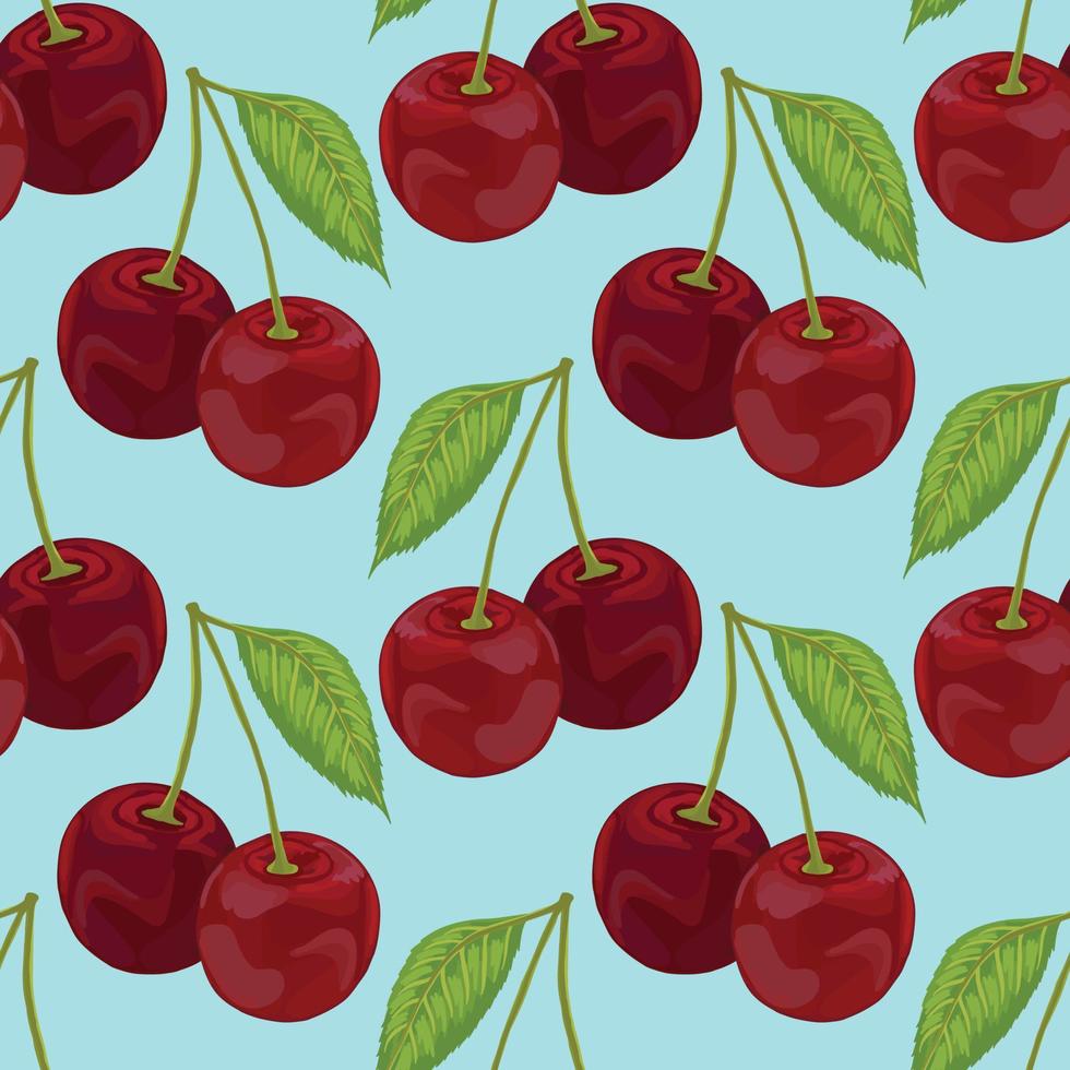 red cherry hand draw fruit seamless vector