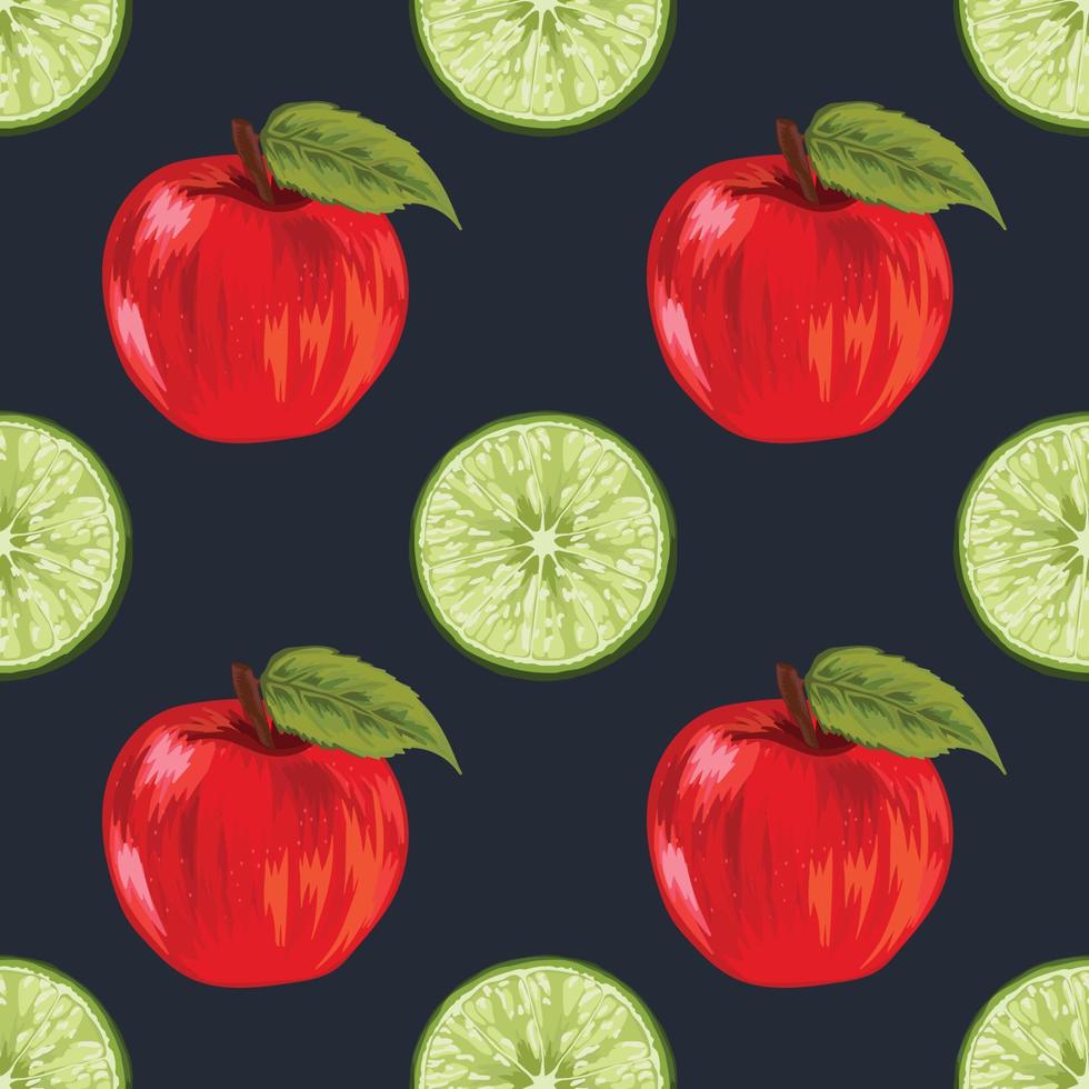 apple and kiwi hand draw fruit seamless design vector