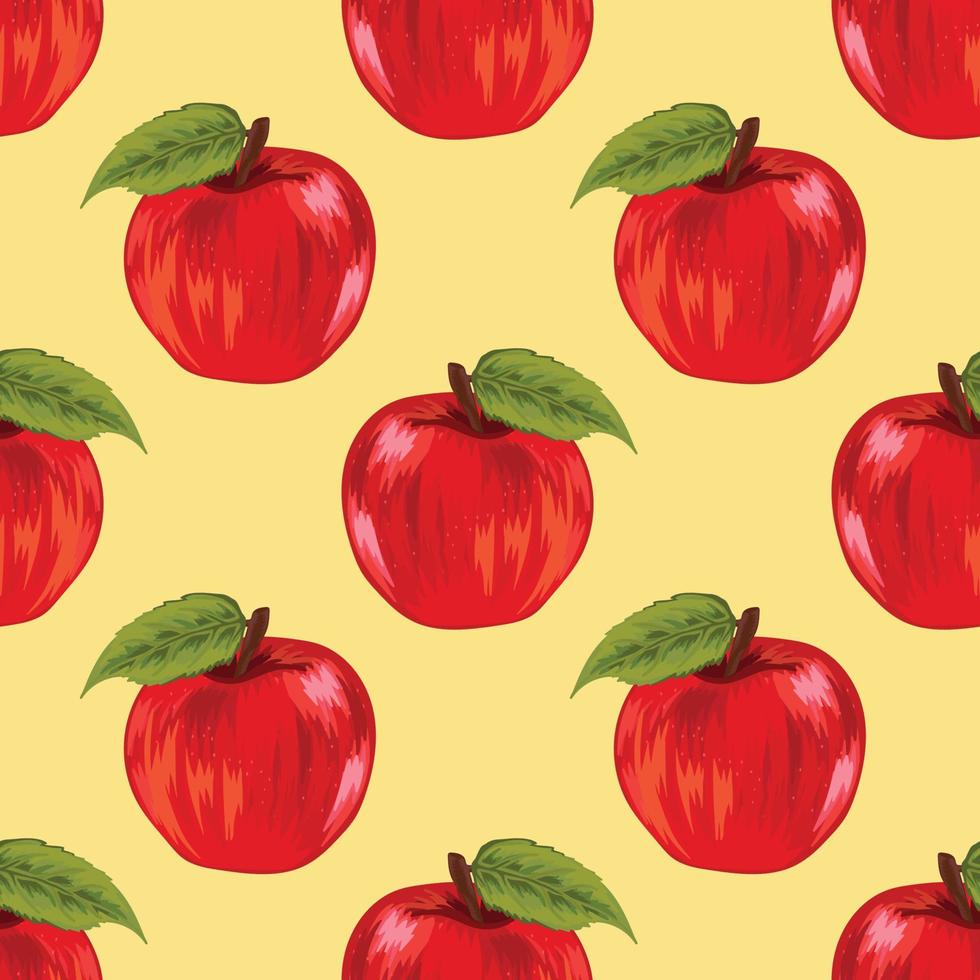 cute hand draw apple fruit seamless art pattern design vector