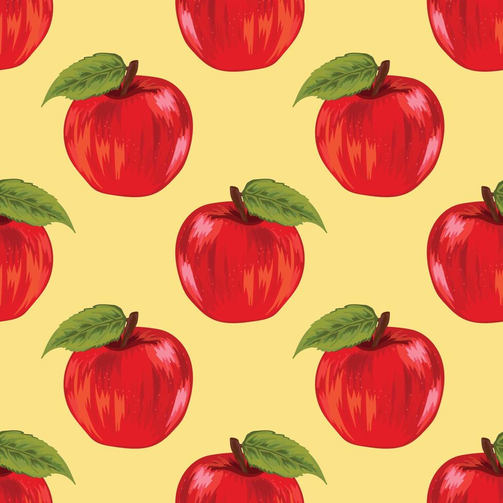 cute hand draw apple fruit seamless art pattern design vector