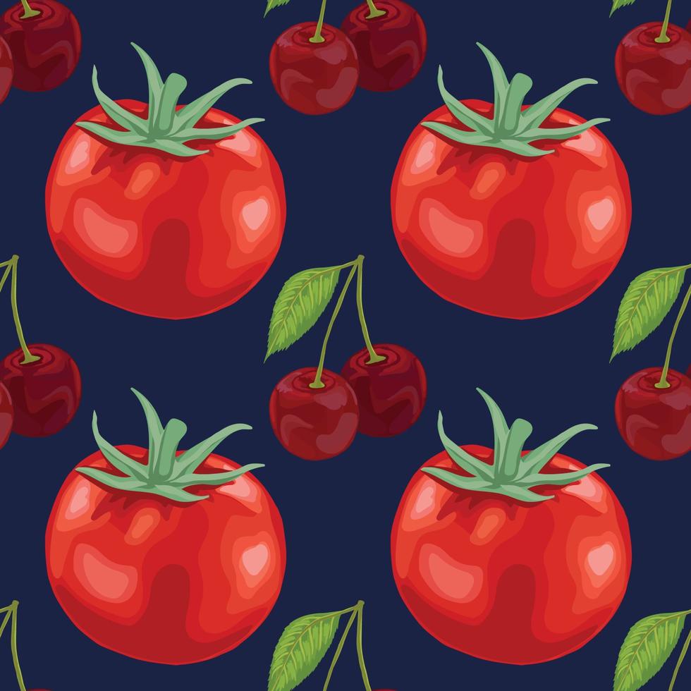 red tomato and fruits seamless pattern design vector