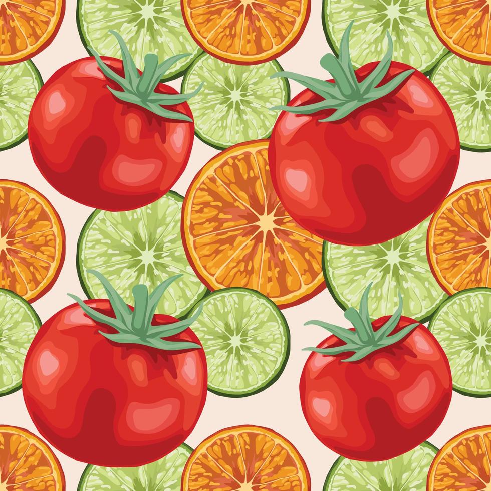 red tomato and fruits seamless design vector